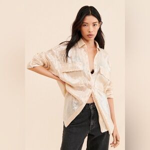 NWOT Anthropologie Pilot Sequin Shine Shirt M